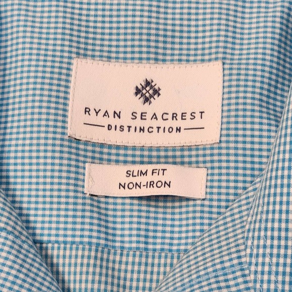 Ryan Seacrest Distinction 16 34/35 Slim Fit Non Iron Long Sleeve Button Check - Picture 2 of 6